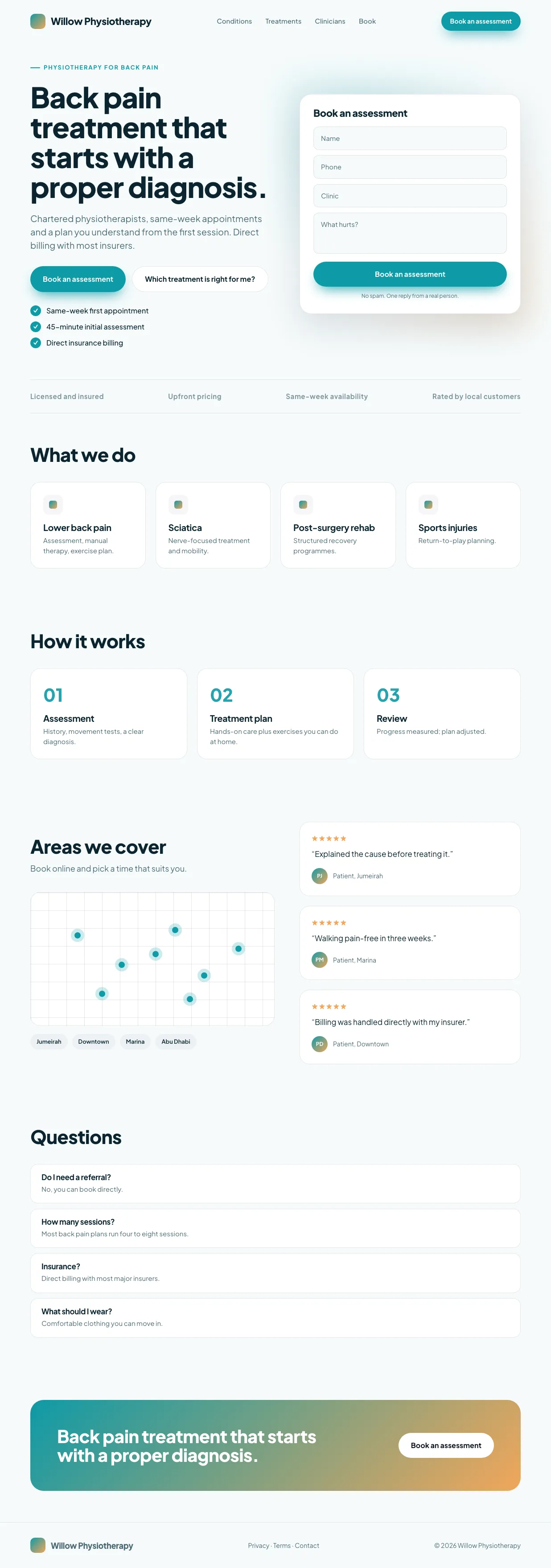 Healthcare SEO landing page optimized for organic patient leads
